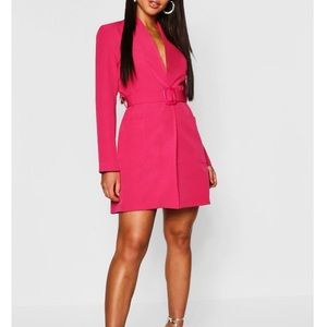 Boohoo pink blazer dress